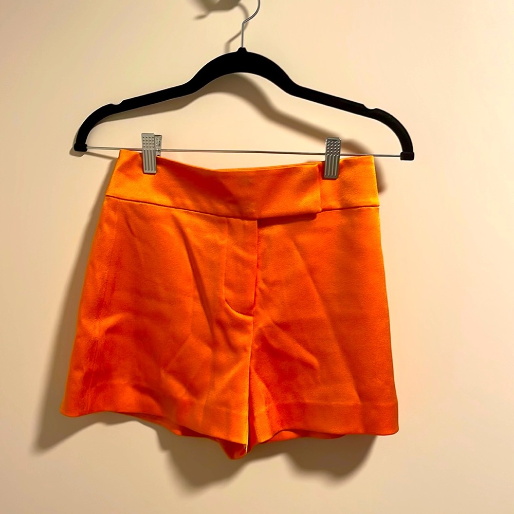 Tangerine silk satin high waisted shorts